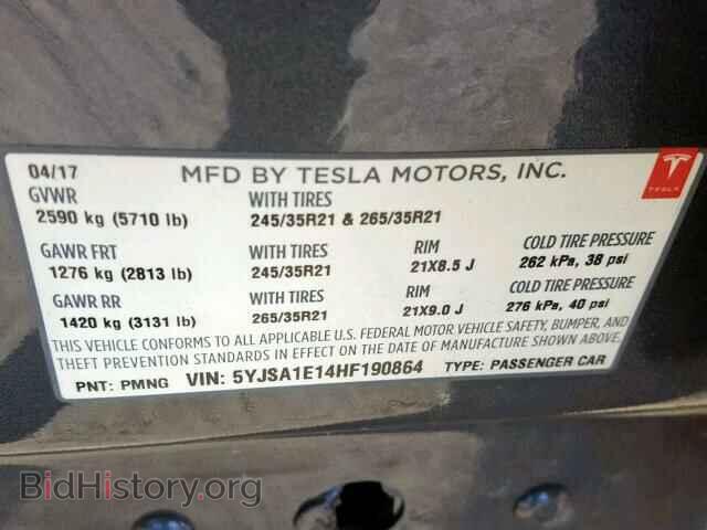 2017 TESLA MODEL S - VIN: 5YJSA1E14HF190864 - Фото 10