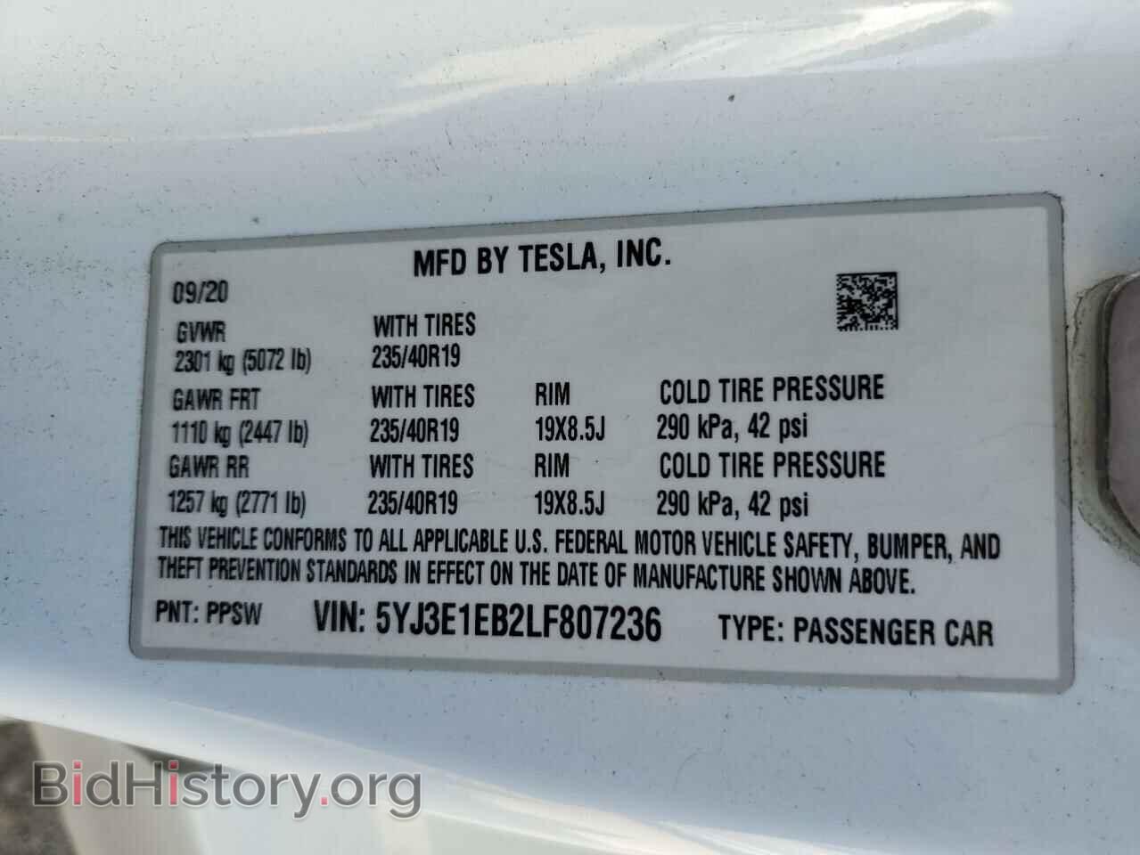 2020 TESLA MODEL 3 - VIN: 5YJ3E1EB2LF807236 - Photo 12