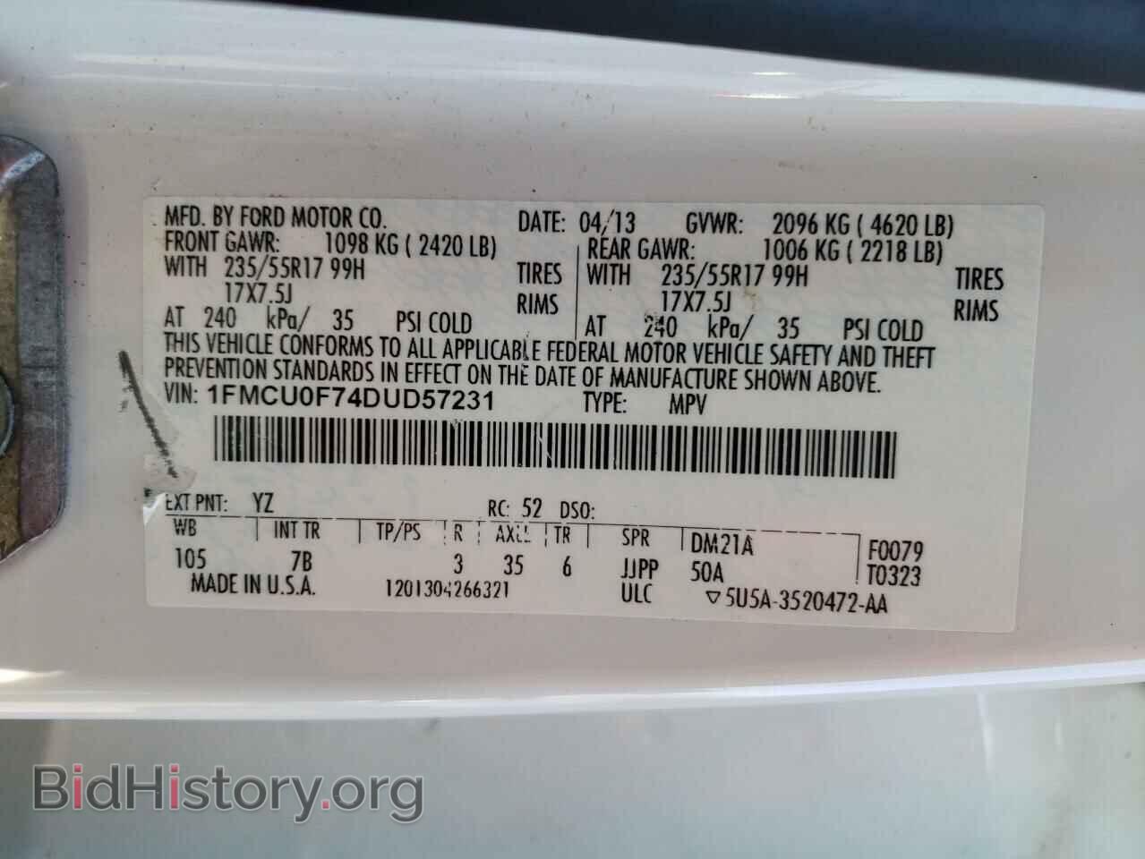 2013 FORD ESCAPE - VIN: 1FMCU0F74DUD57231 - Photo 10