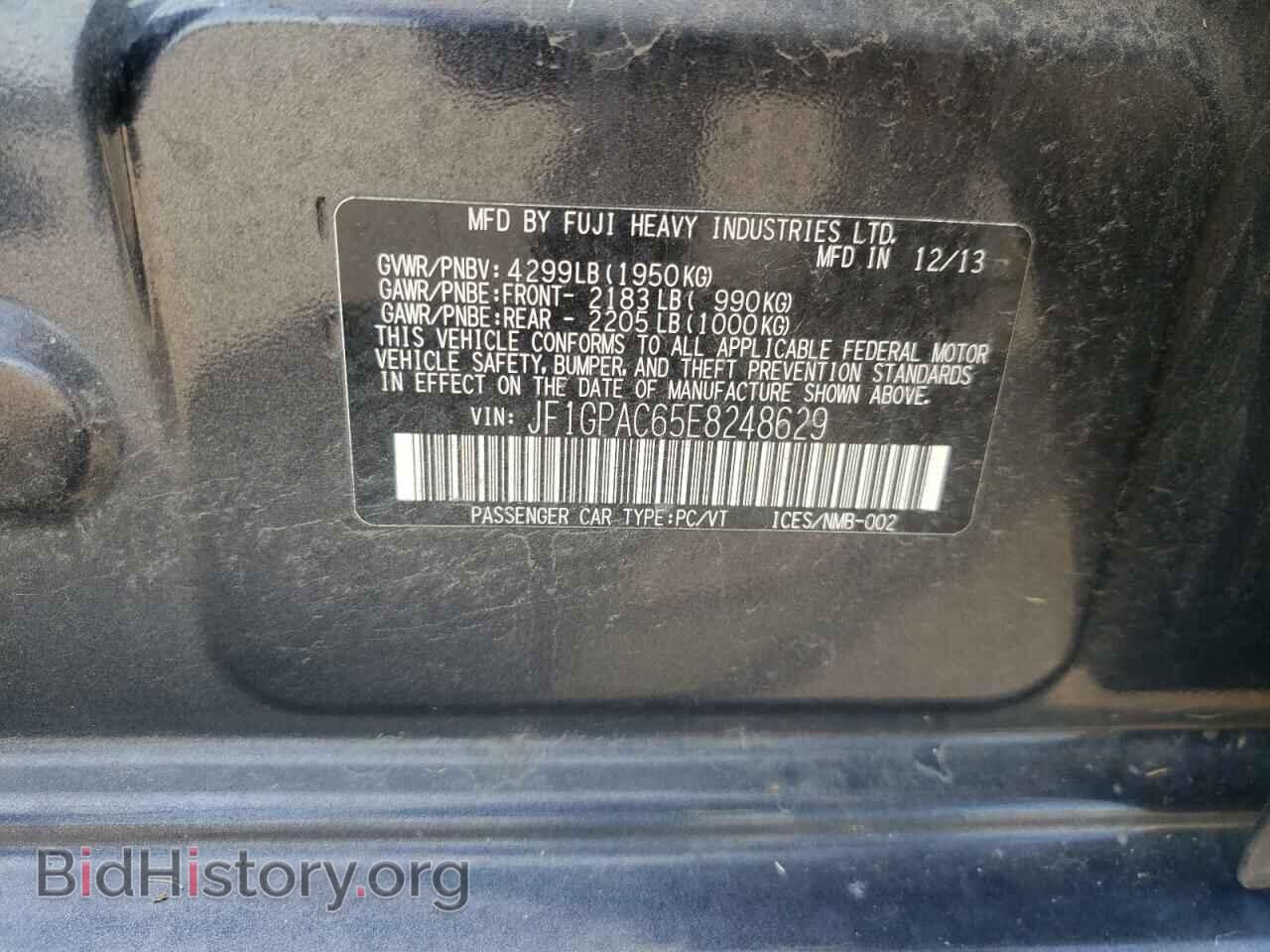 2014 SUBARU IMPREZA - VIN: JF1GPAC65E8248629 - Фото 10