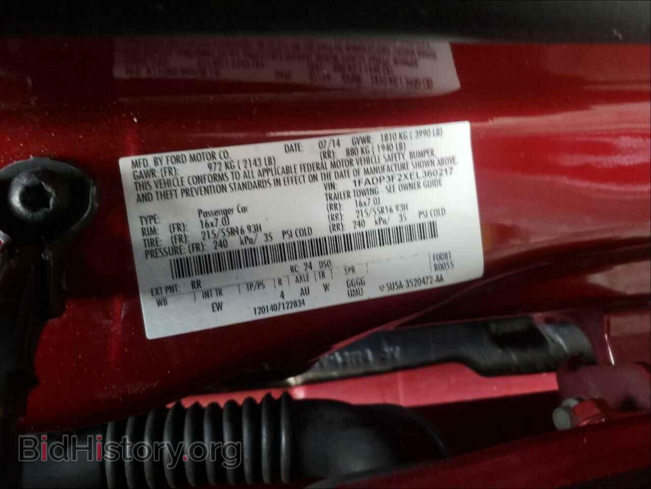 2014 FORD FOCUS - VIN: 1FADP3F2XEL360217 - Фото 10