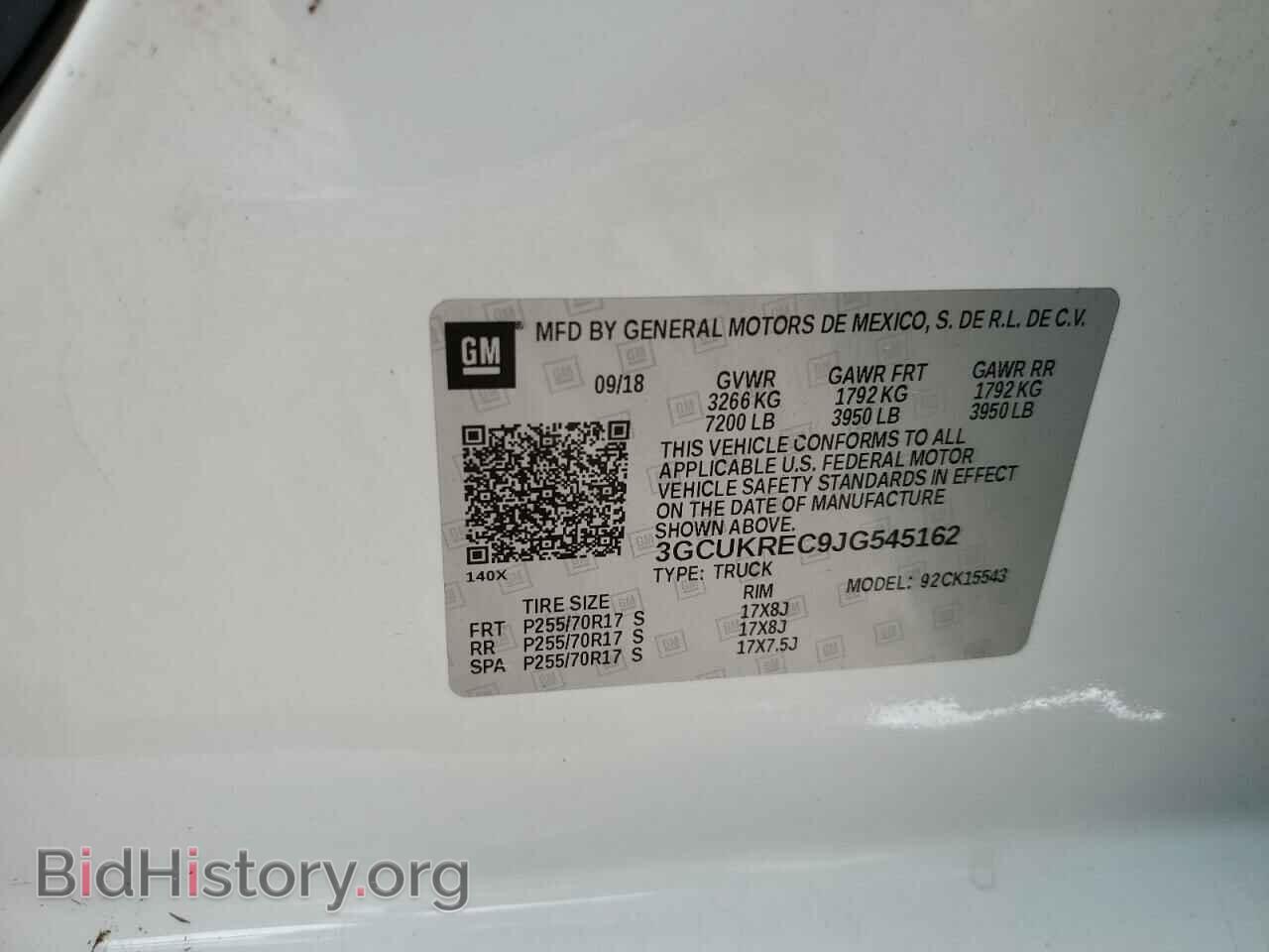 2018 CHEVROLET ALL Models - VIN: 3GCUKREC9JG545162 - Фото 12