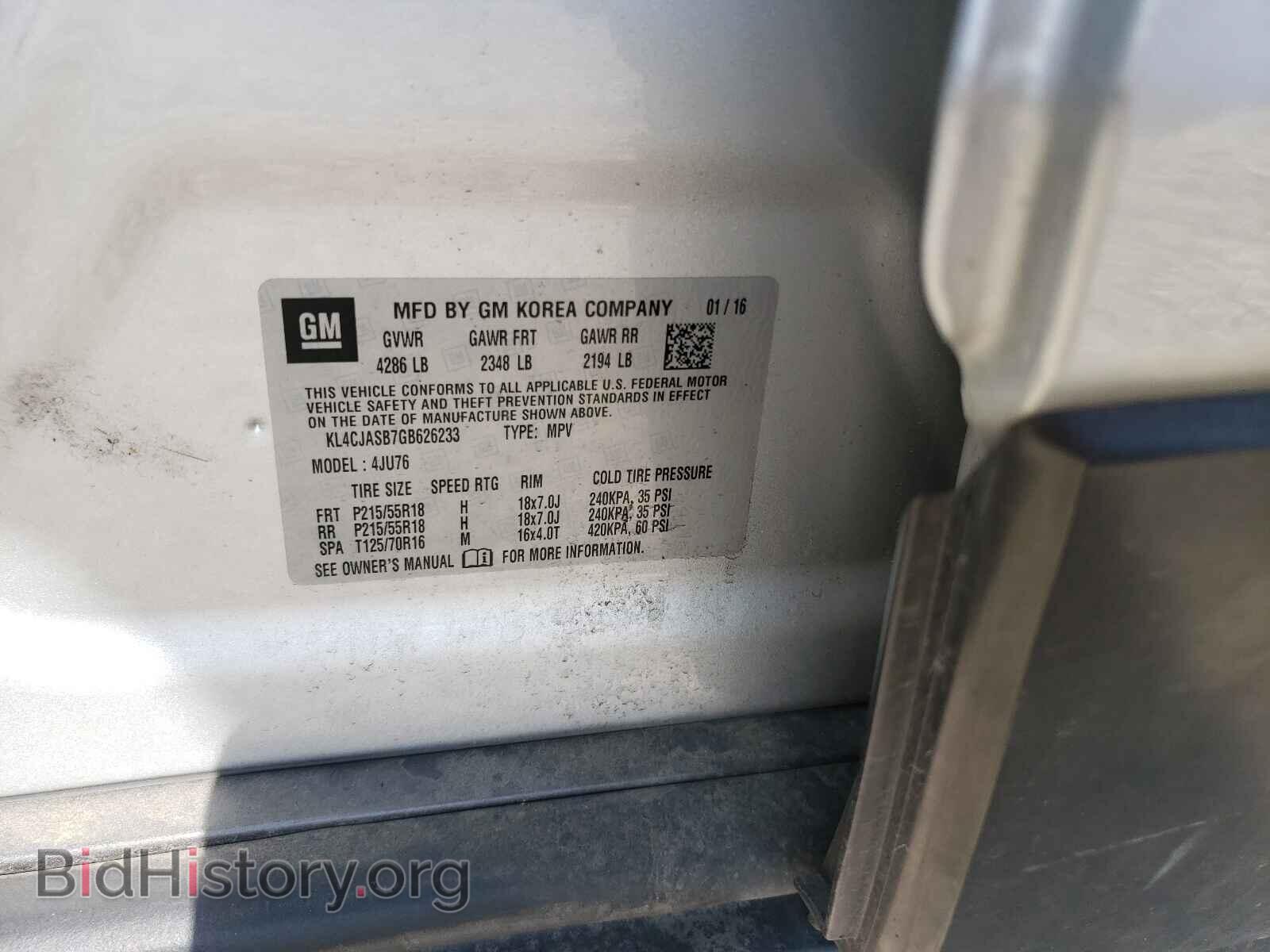 2016 BUICK ENCORE - VIN: KL4CJASB7GB626233 - Фото 10