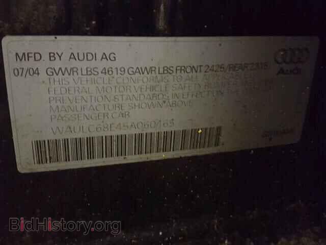 2005 AUDI A4 - VIN: WAULC68E45A060465 - Фото 10