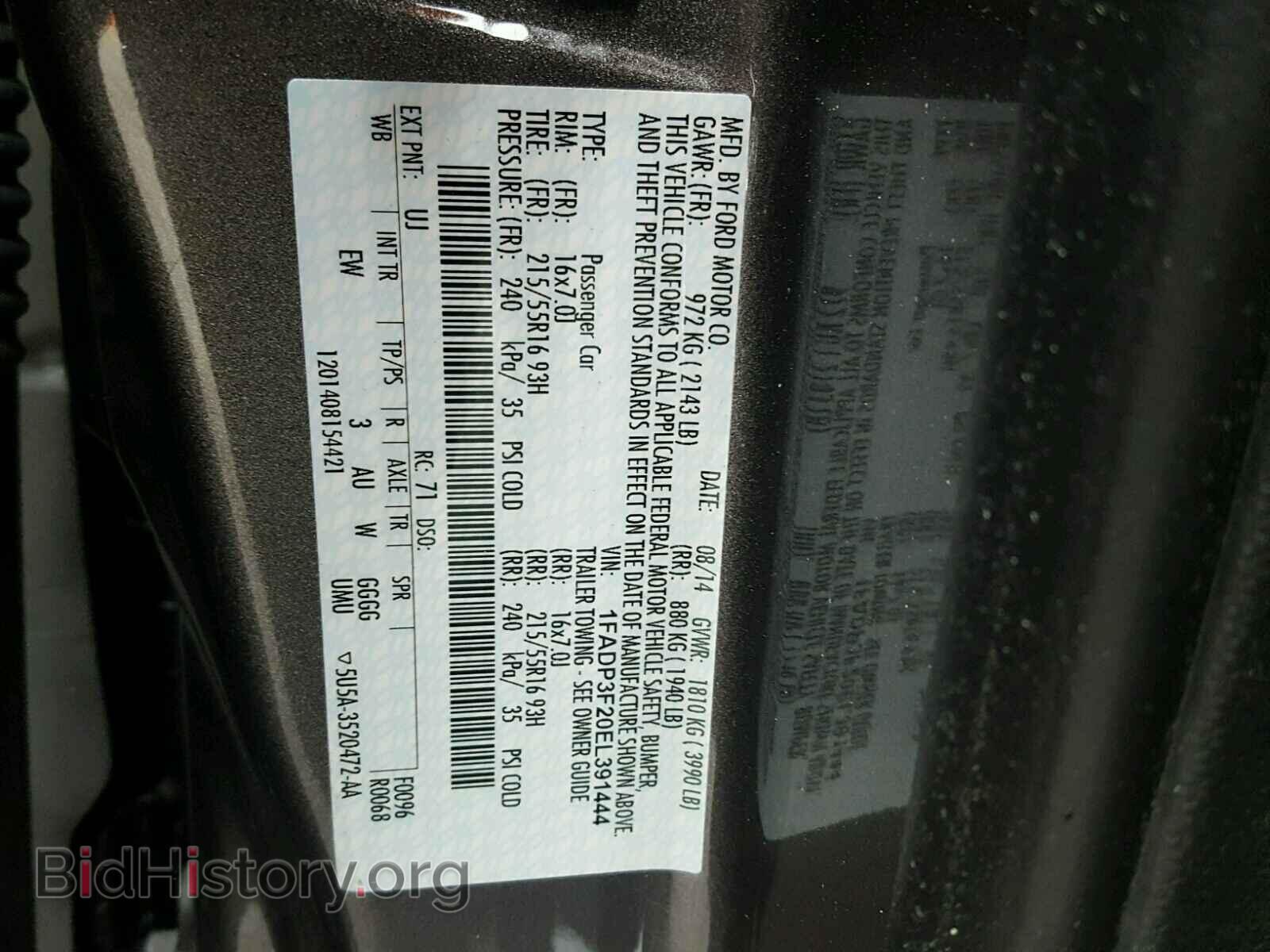 2014 FORD FOCUS - VIN: 1FADP3F20EL391444 - Фото 10