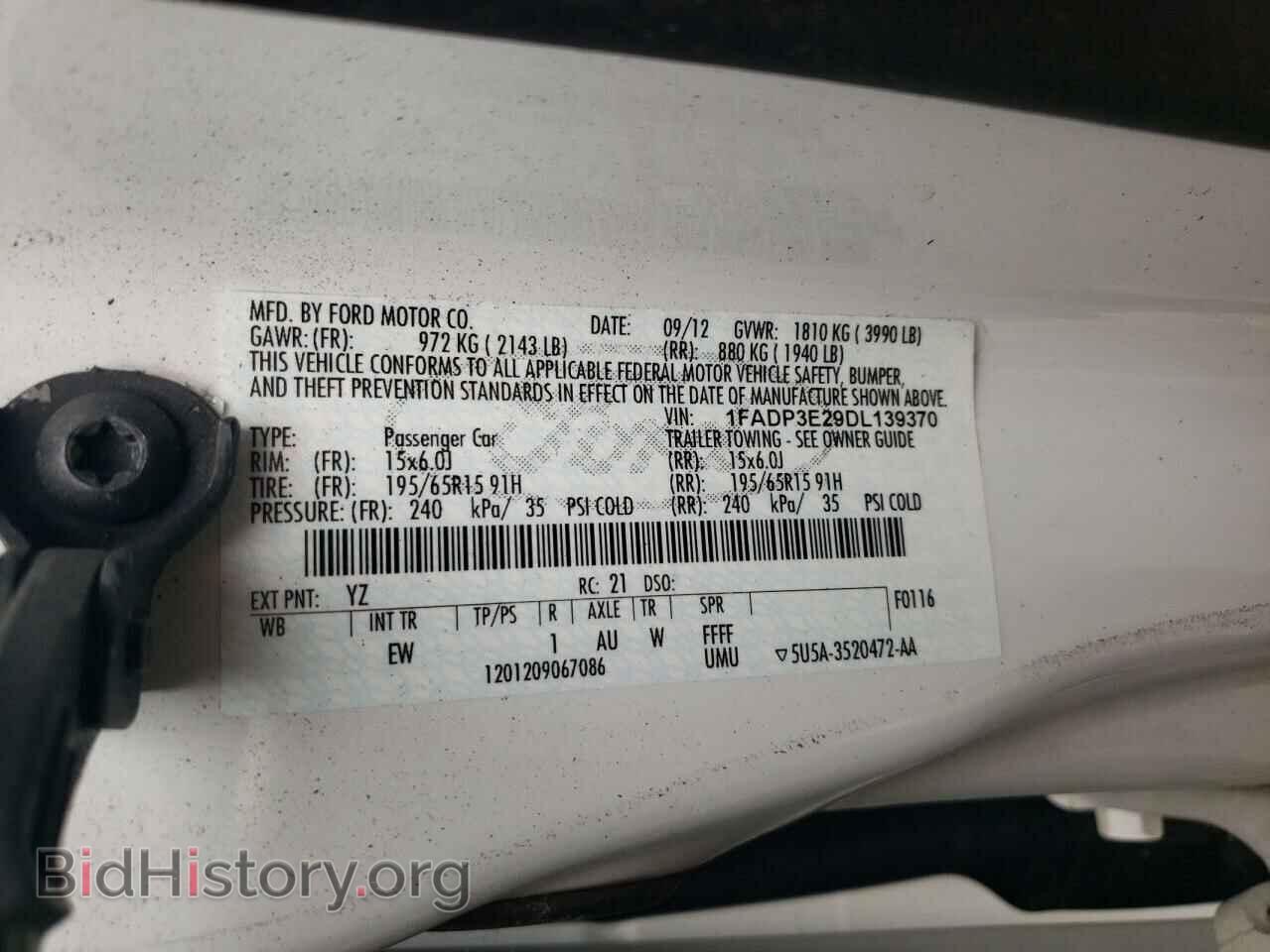 2013 FORD FOCUS - VIN: 1FADP3E29DL139370 - Фото 12