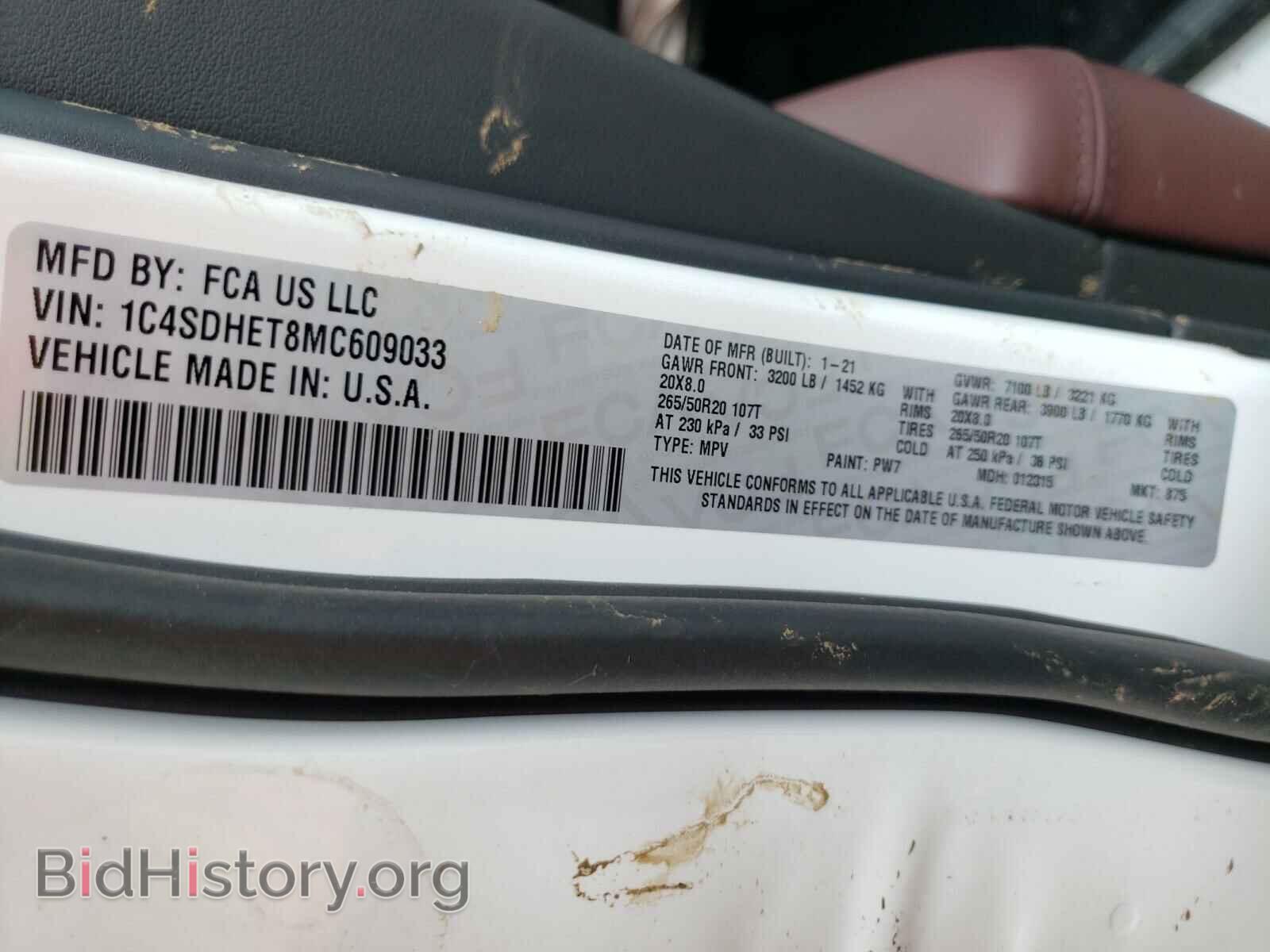 2021 DODGE DURANGO - VIN: 1C4SDHET8MC609033 - Photo 10