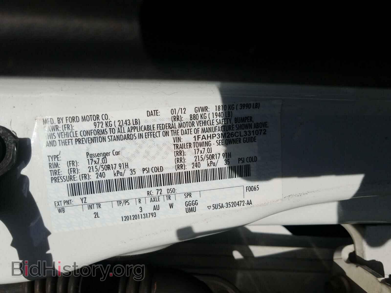 2012 FORD FOCUS - VIN: 1FAHP3M26CL331072 - Фото 10