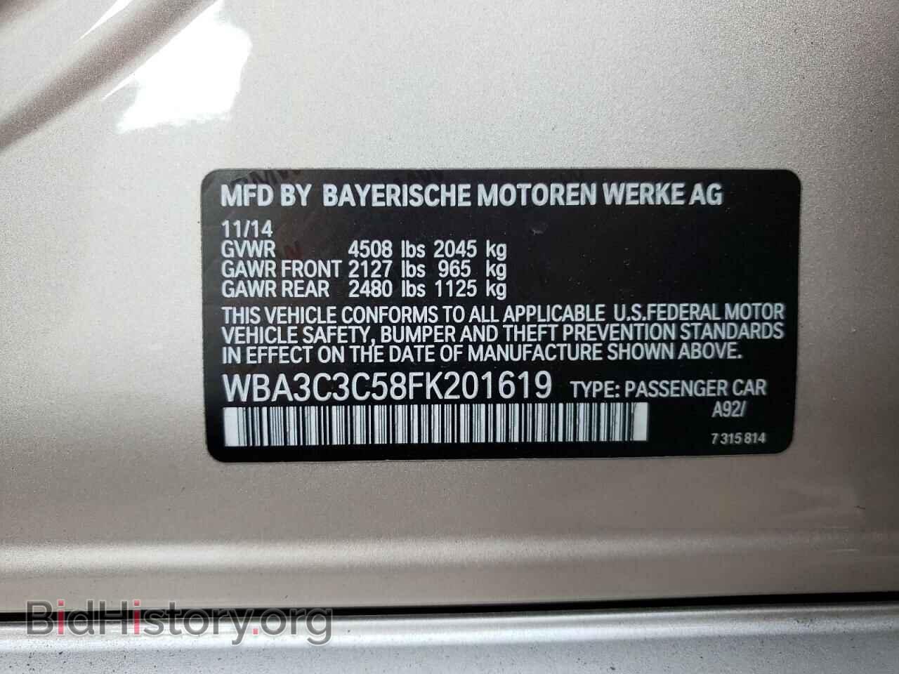 2015 BMW 3 SERIES - VIN: WBA3C3C58FK201619 - Фото 10