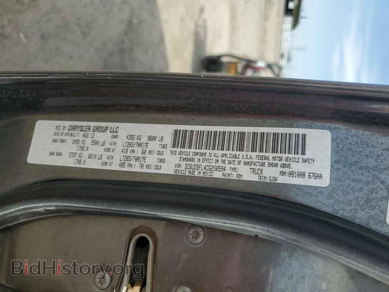 2012 DODGE RAM 2500 - VIN: 3C6UD5FL4CG250594 - Фото 12
