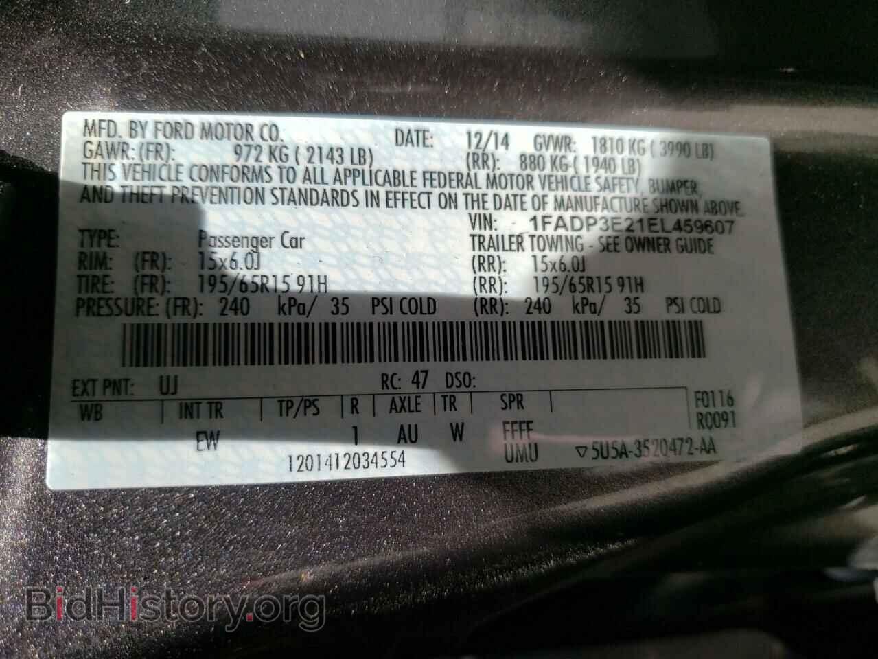 2014 FORD FOCUS - VIN: 1FADP3E21EL459607 - Фото 10