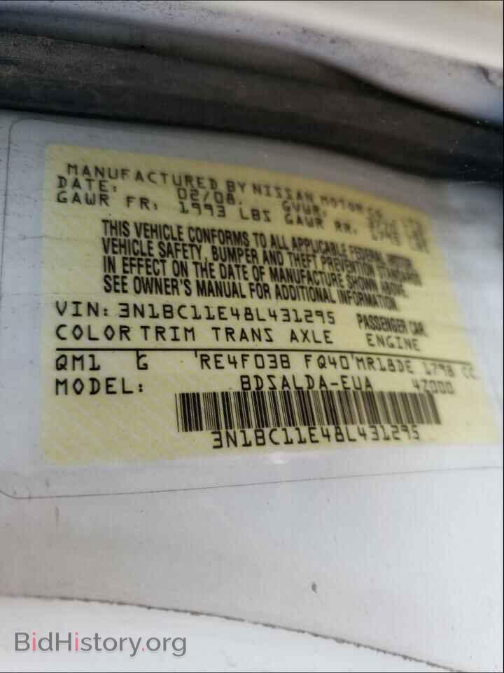 2008 NISSAN VERSA - VIN: 3N1BC11E48L431295 - Фото 10