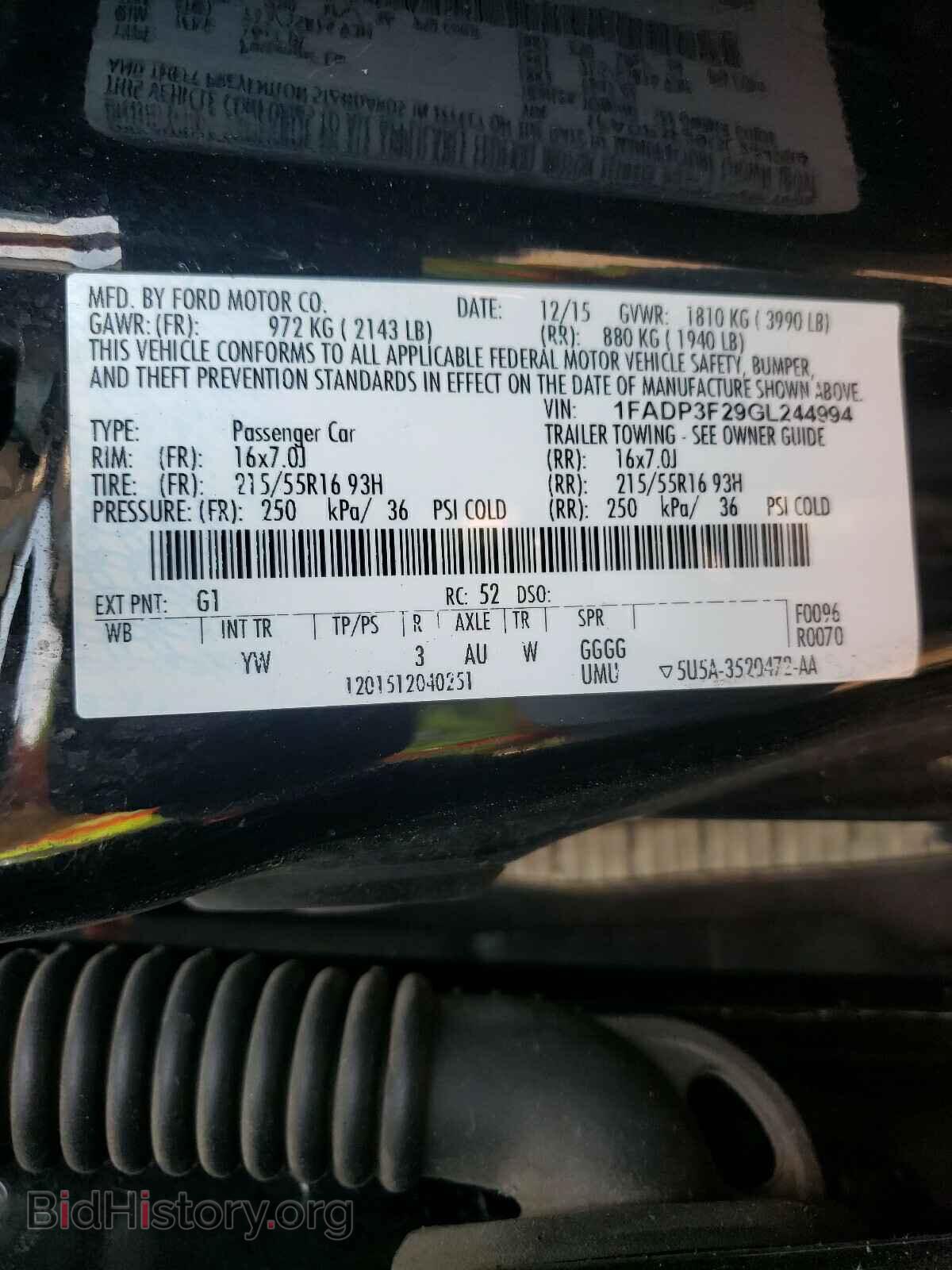 2016 FORD FOCUS - VIN: 1FADP3F29GL244994 - Фото 10