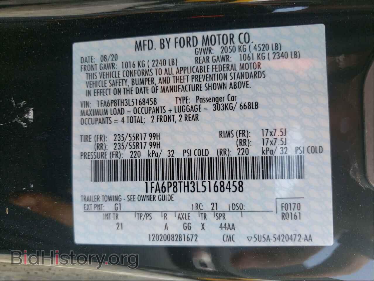 2020 FORD MUSTANG - VIN: 1FA6P8TH3L5168458 - Фото 10