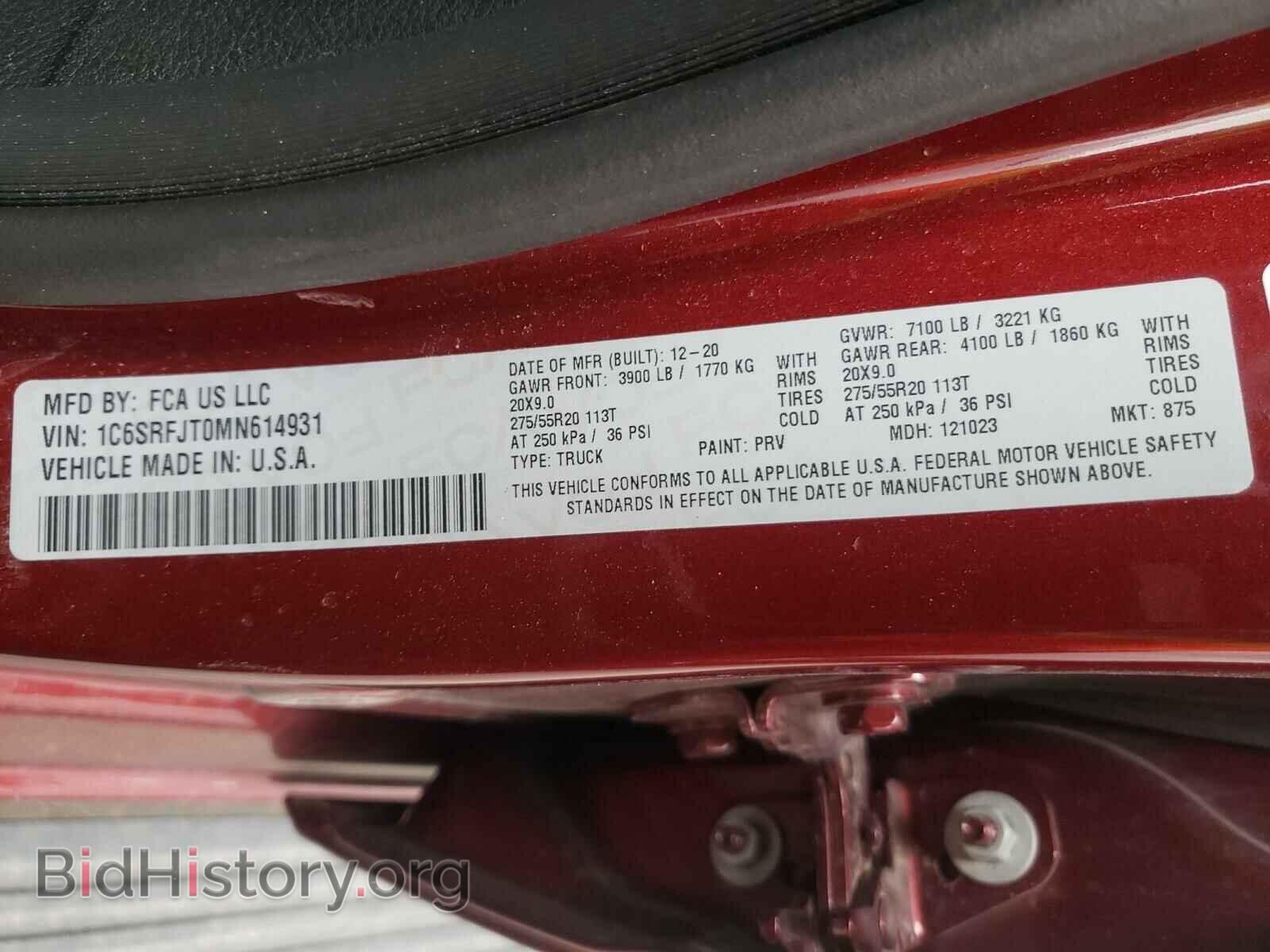 2021 RAM 1500 - VIN: 1C6SRFJT0MN614931 - Photo 10