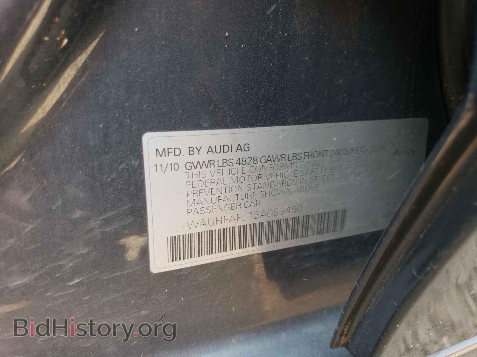2011 AUDI A4 - VIN: WAUHFAFL1BA083490 - Фото 10