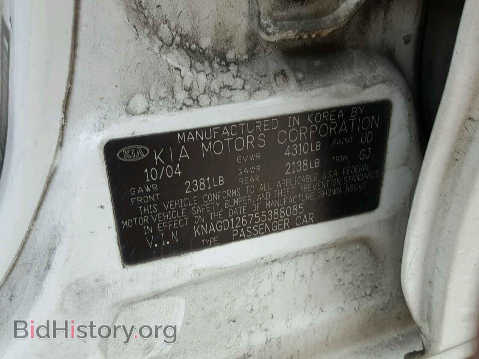 2005 KIA OPTIMA - VIN: KNAGD126755388085 - Фото 10