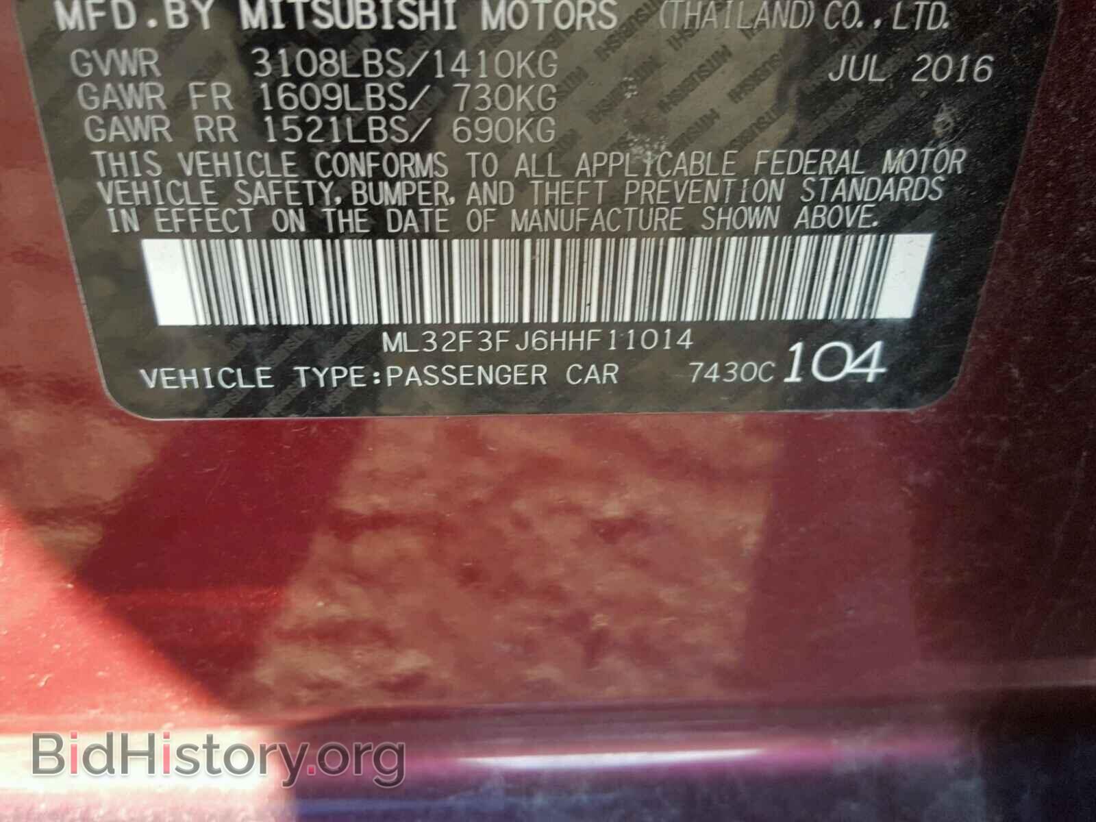 2017 MITSUBISHI MIRAGE - VIN: ML32F3FJ6HHF11014 - Фото 10