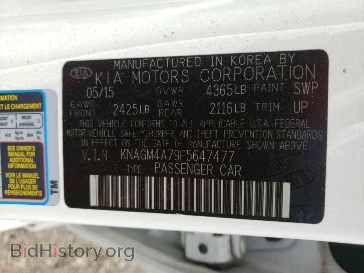 2015 KIA OPTIMA - VIN: KNAGM4A79F5647477 - Photo 10