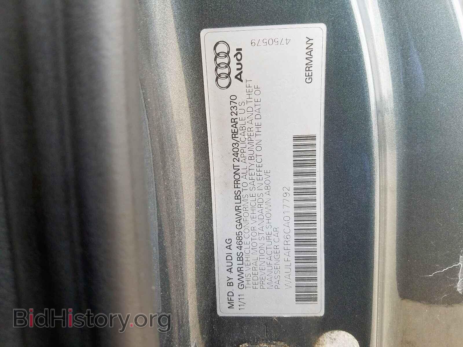 2012 AUDI A5 PREMIUM - VIN: WAULFAFR6CA017792 - Photo 10