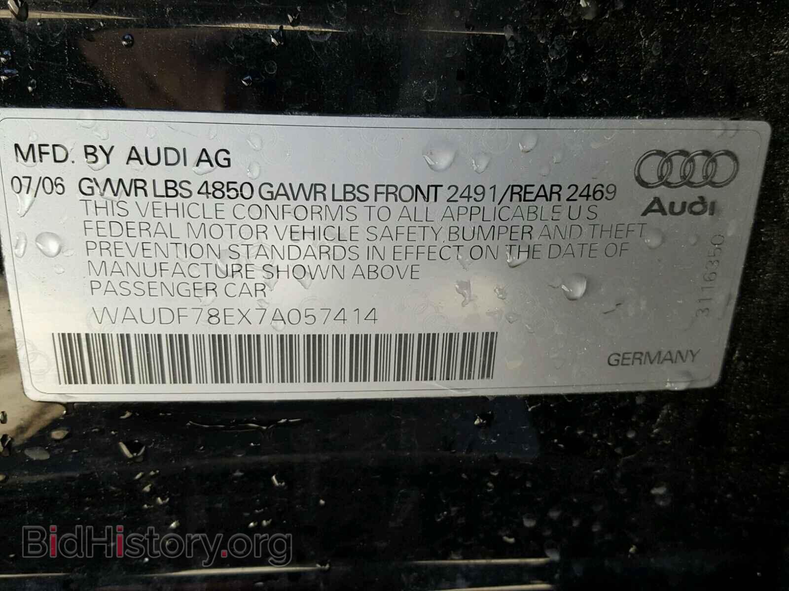 2007 AUDI A4 - VIN: WAUDF78EX7A057414 - Фото 10