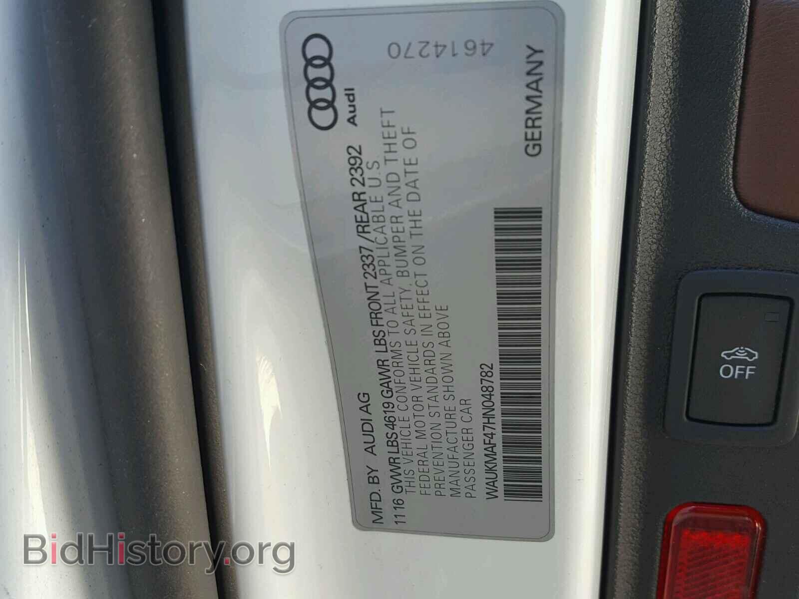 2017 AUDI A4 - VIN: WAUKMAF47HN048782 - Фото 10