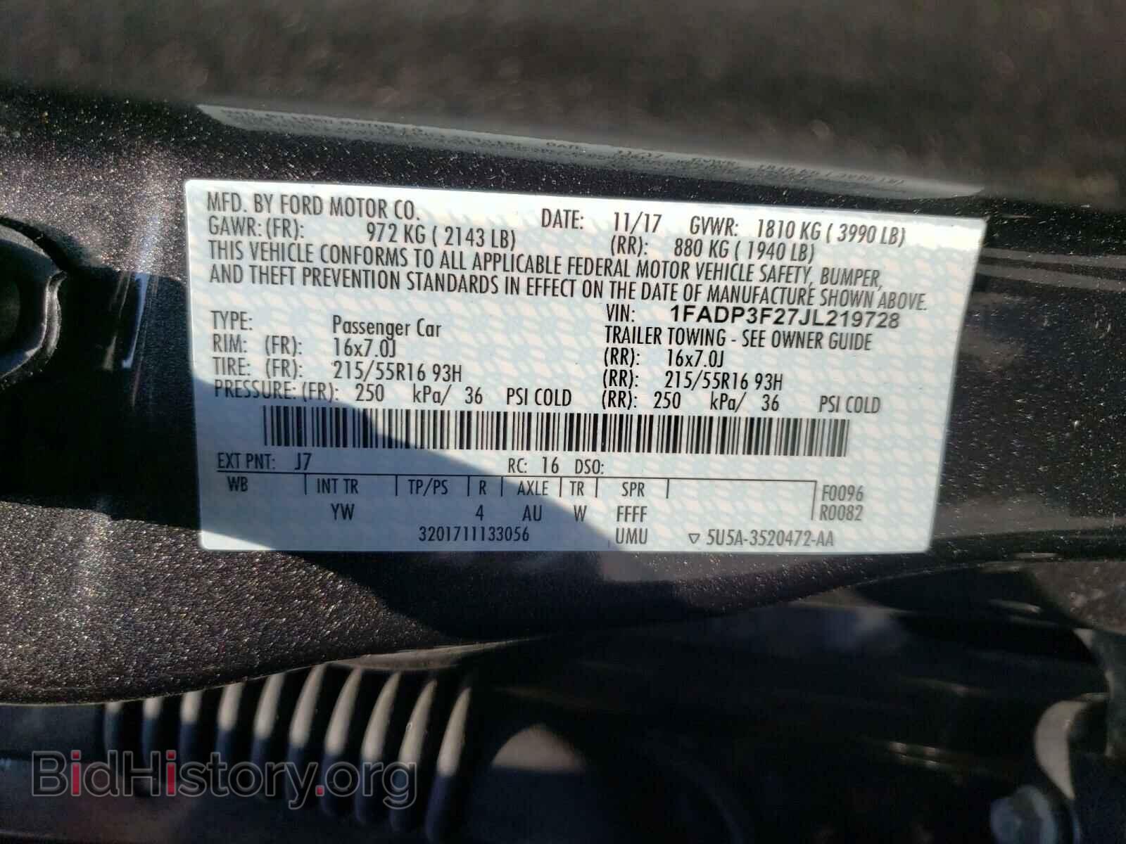 2018 FORD FOCUS - VIN: 1FADP3F27JL219728 - Фото 10