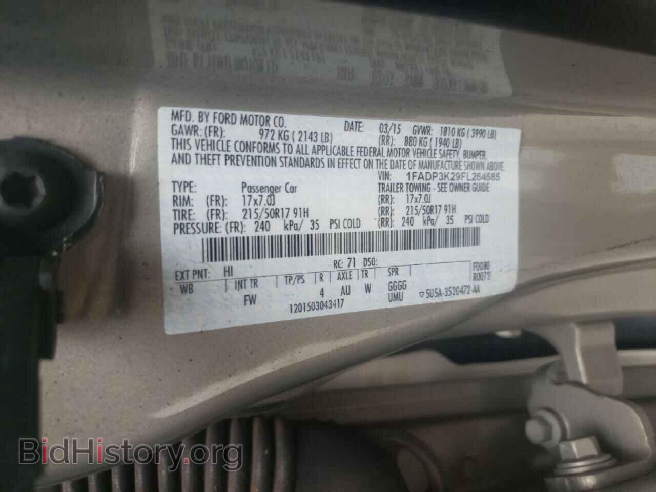 2015 FORD FOCUS - VIN: 1FADP3K29FL264585 - Фото 12