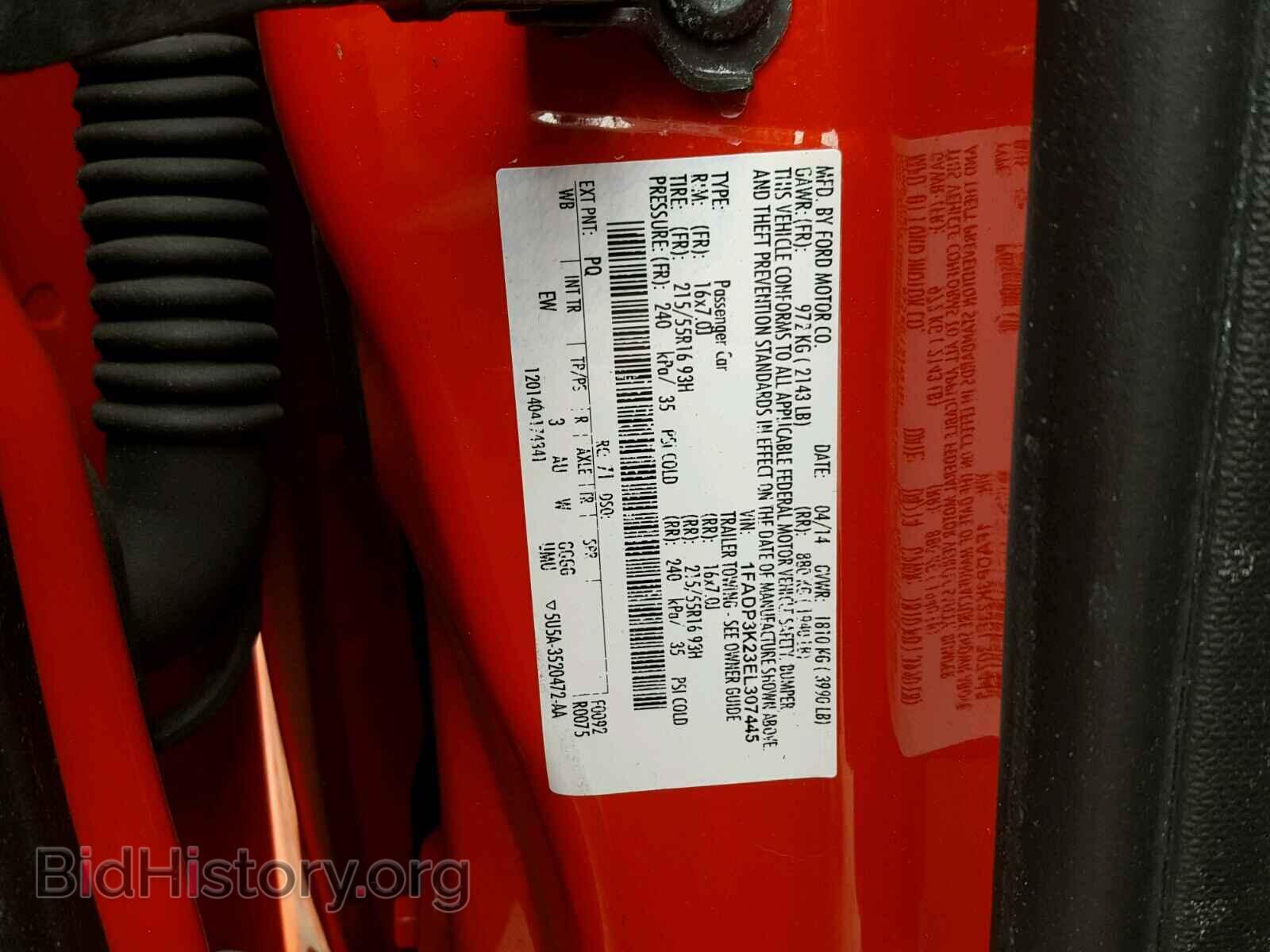2014 FORD FOCUS - VIN: 1FADP3K23EL307445 - Фото 10