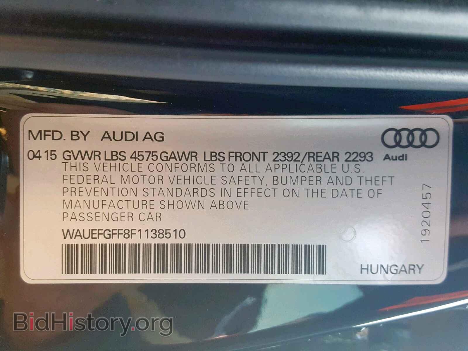 2015 AUDI A3 - VIN: WAUEFGFF8F1138510 - Фото 10
