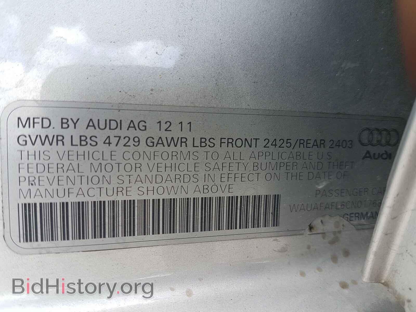 2012 AUDI A4 - VIN: WAUAFAFL6CN017688 - Фото 10