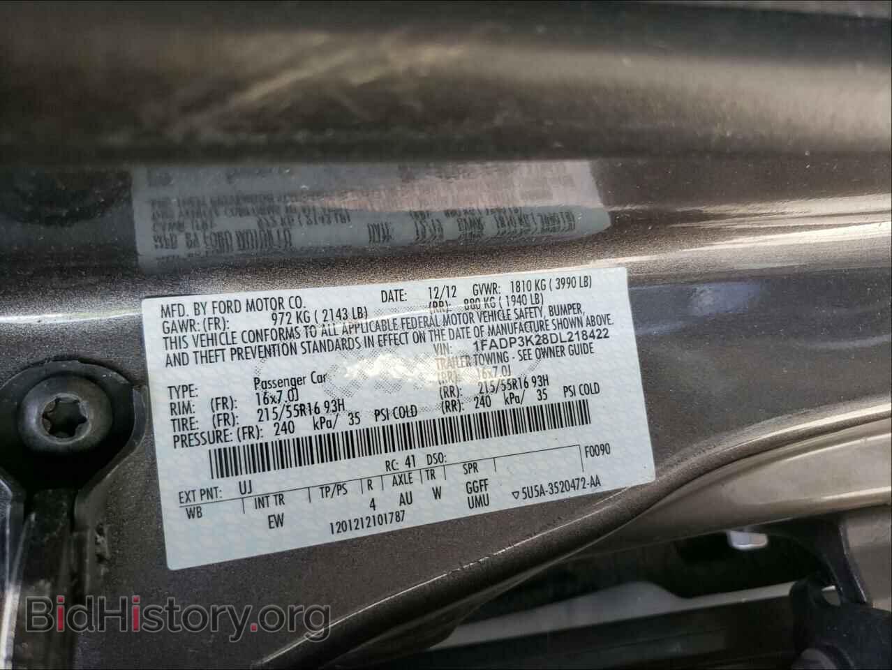 2013 FORD FOCUS - VIN: 1FADP3K28DL218422 - Фото 10