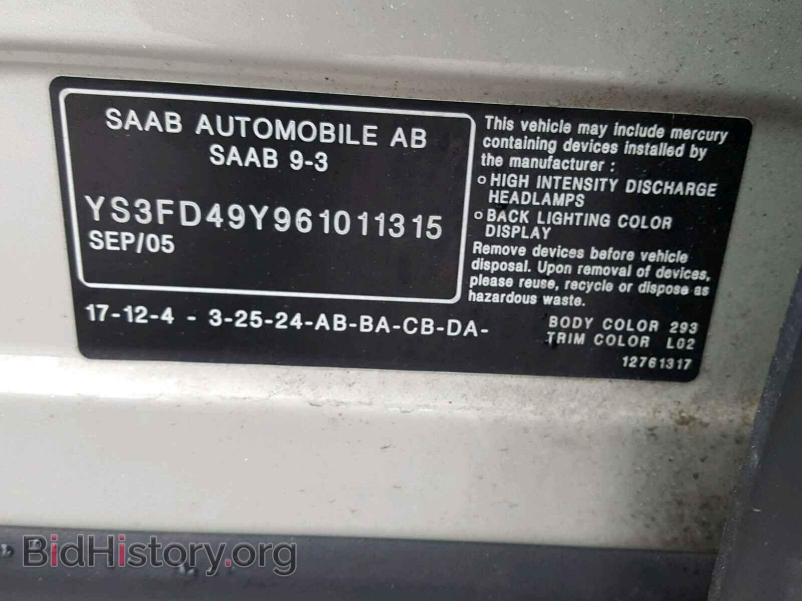 2006 SAAB 9-3 BASE - VIN: YS3FD49Y961011315 - Photo 10