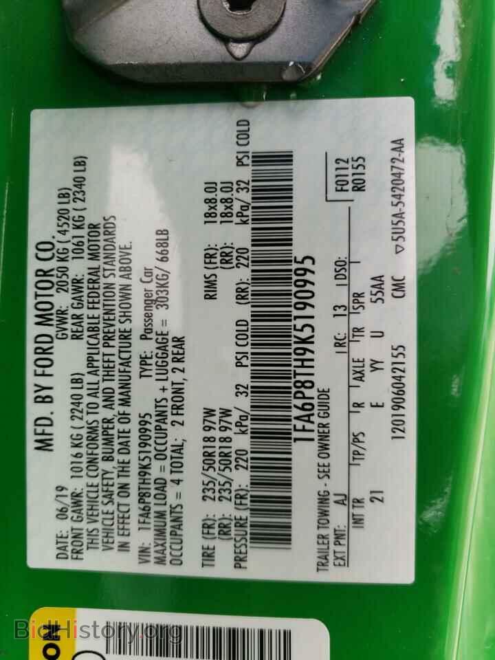 2019 FORD ALL Models - VIN: 1FA6P8TH9K5190995 - Фото 12