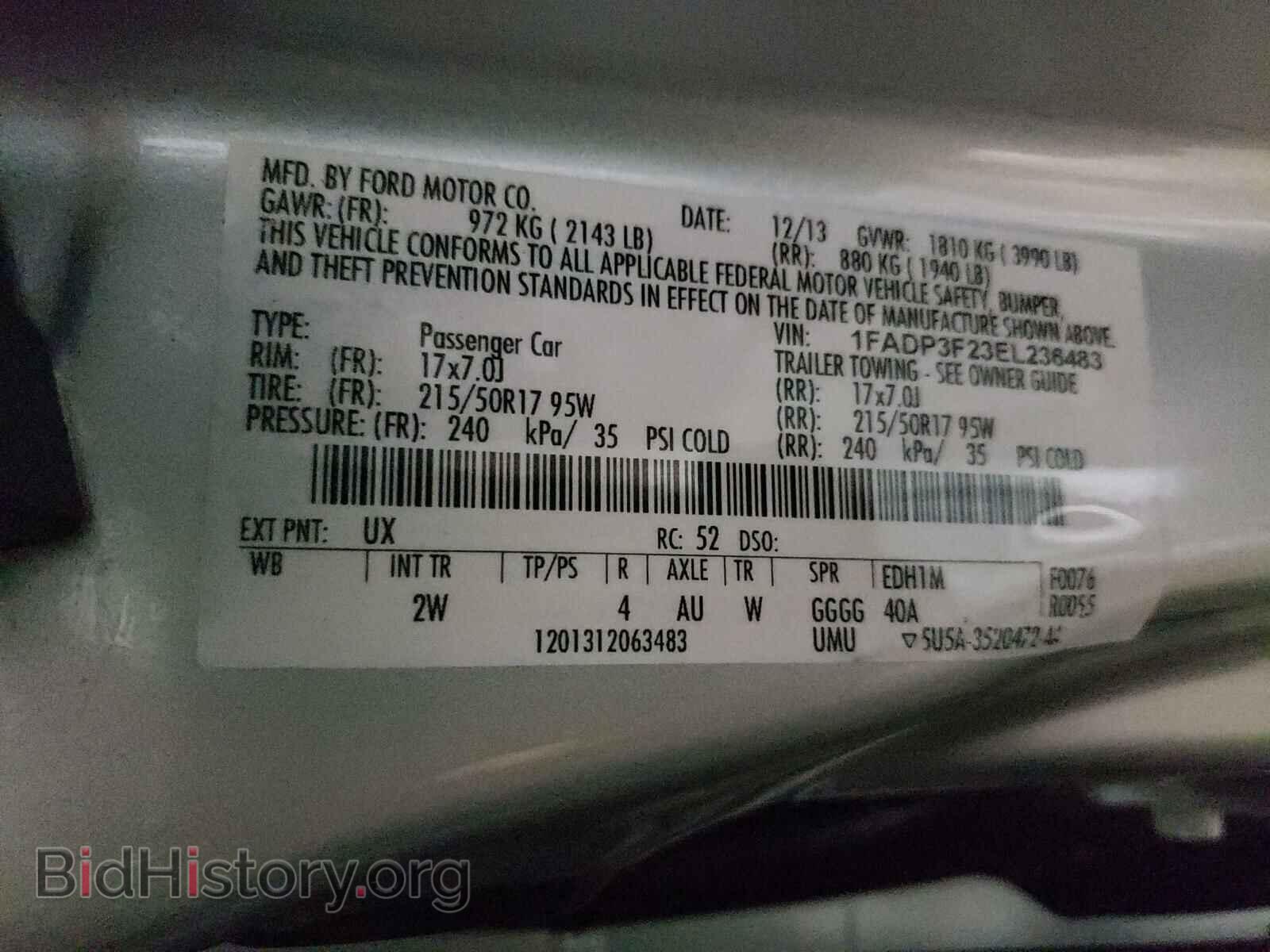 2014 FORD FOCUS - VIN: 1FADP3F23EL236483 - Фото 10