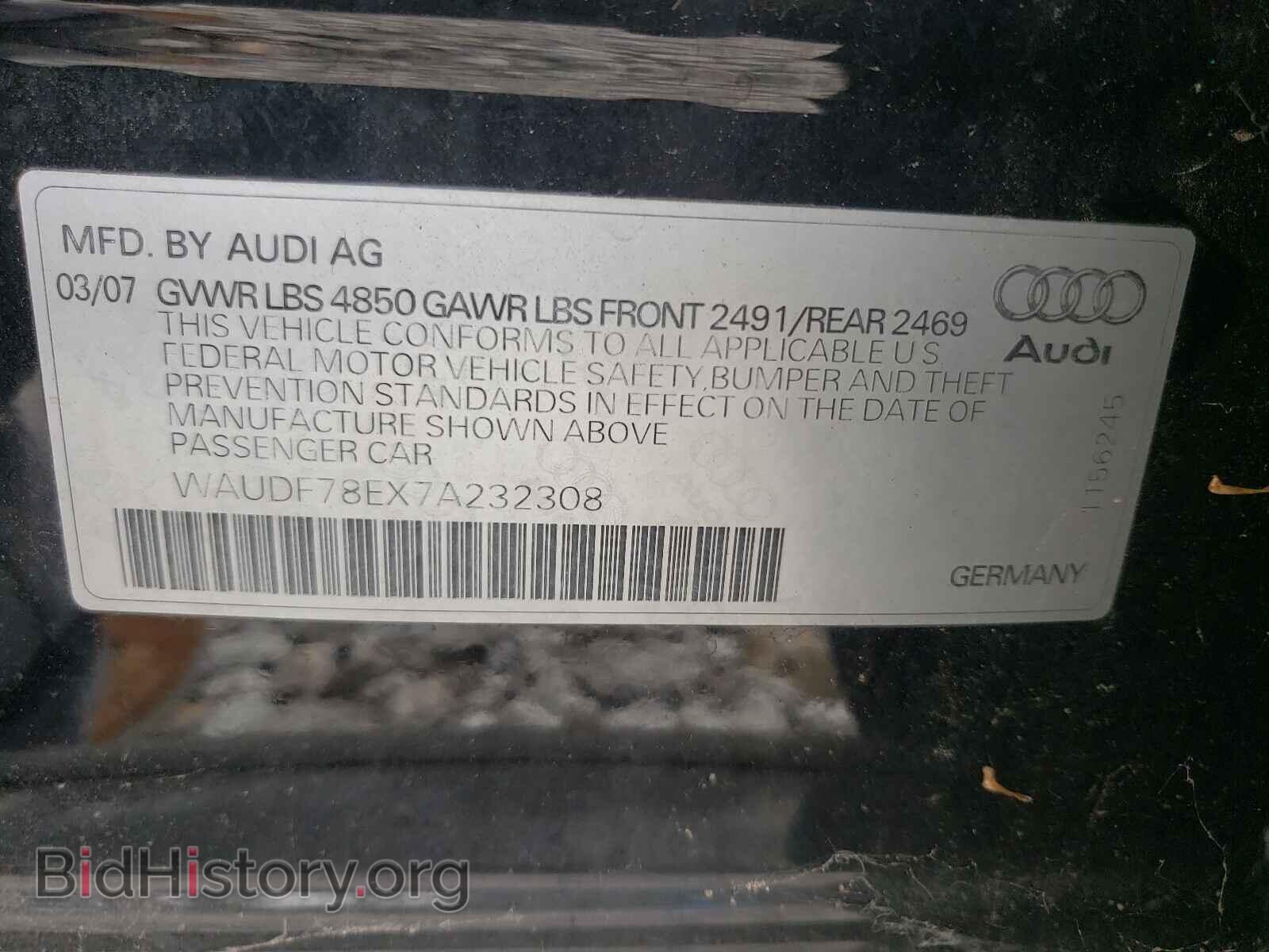 2007 AUDI A4 - VIN: WAUDF78EX7A232308 - Фото 10