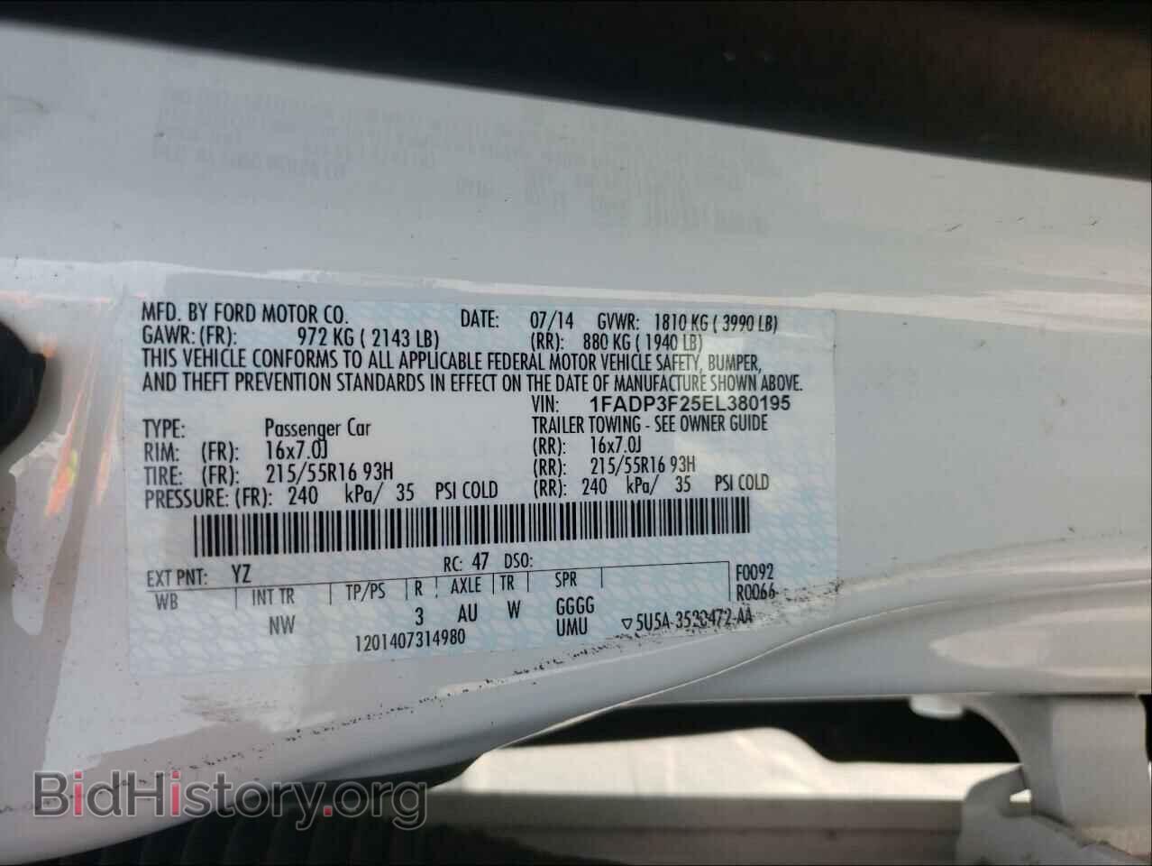 2014 FORD FOCUS - VIN: 1FADP3F25EL380195 - Фото 10