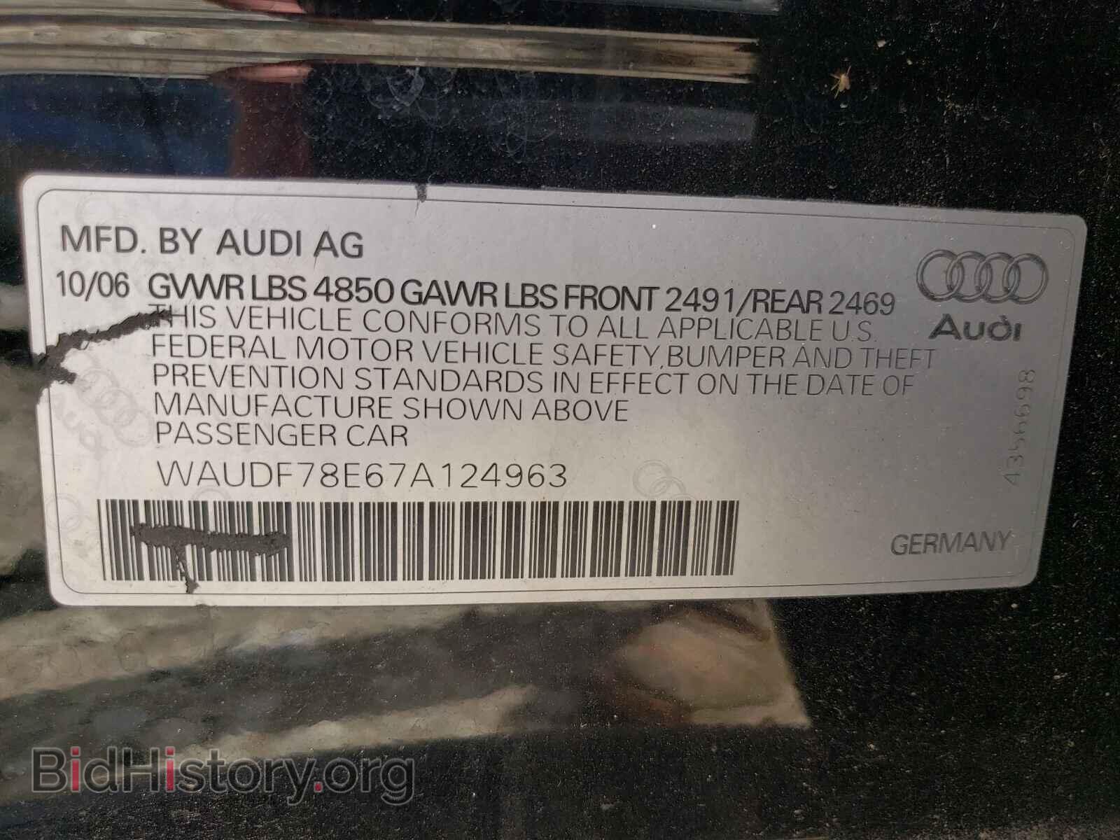 2007 AUDI A4 - VIN: WAUDF78E67A124963 - Фото 10