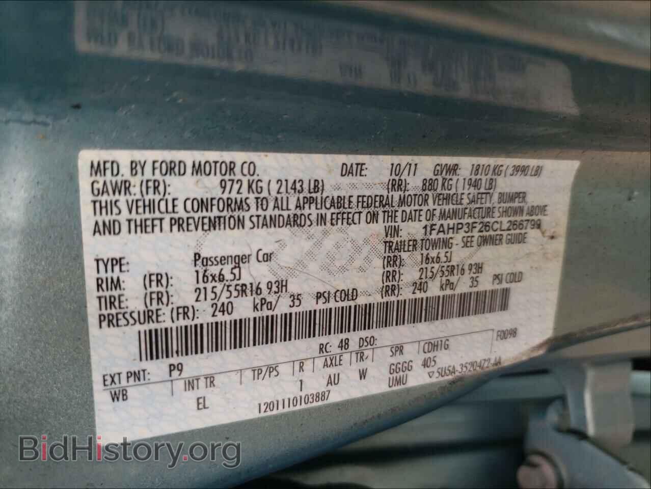 2012 FORD FOCUS - VIN: 1FAHP3F26CL266799 - Фото 10