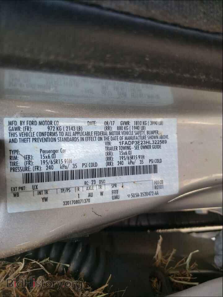 2017 FORD FOCUS - VIN: 1FADP3E23HL322589 - Photo 10