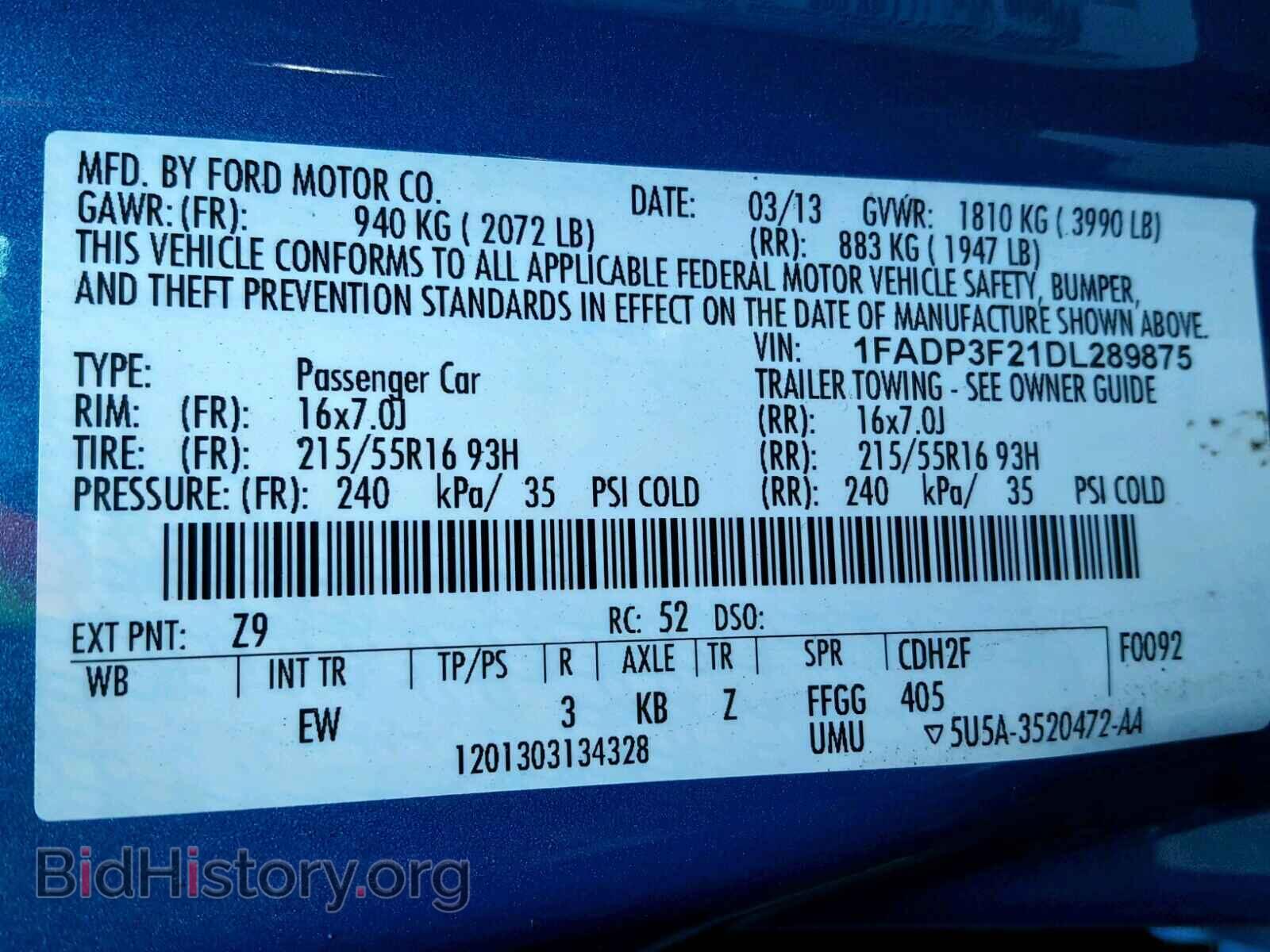 2013 FORD FOCUS SE - VIN: 1FADP3F21DL289875 - Фото 10