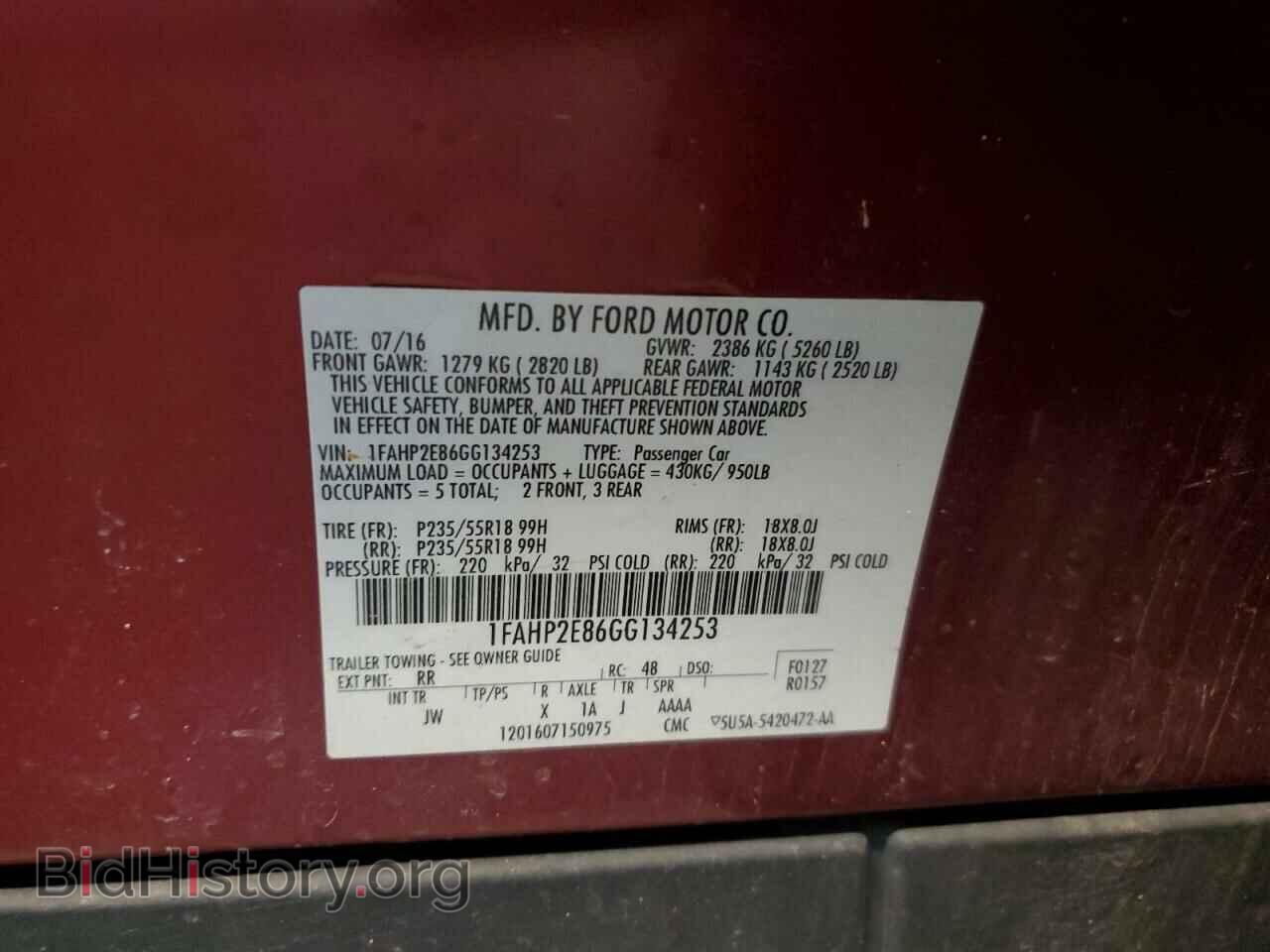 2016 FORD TAURUS - VIN: 1FAHP2E86GG134253 - Фото 12