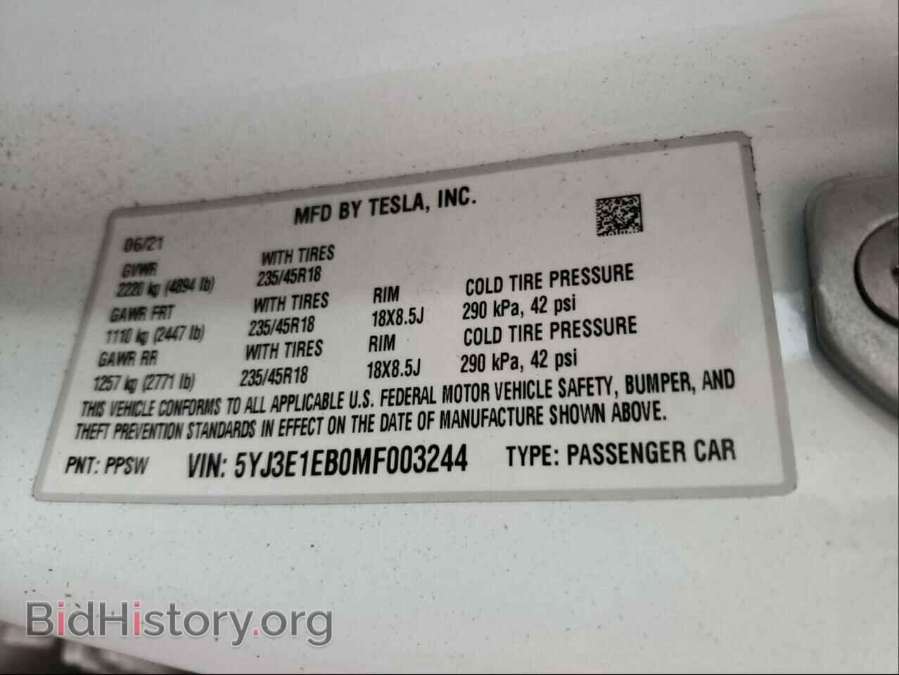 2021 TESLA MODEL 3 - VIN: 5YJ3E1EB0MF003244 - Фото 10