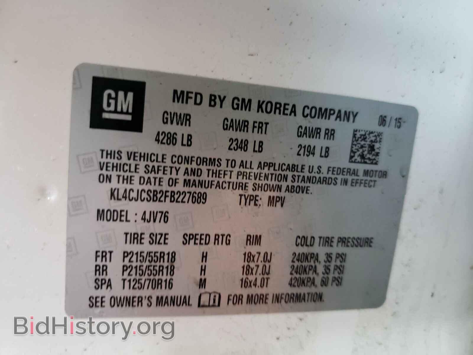2015 BUICK ENCORE - VIN: KL4CJCSB2FB227689 - Фото 10