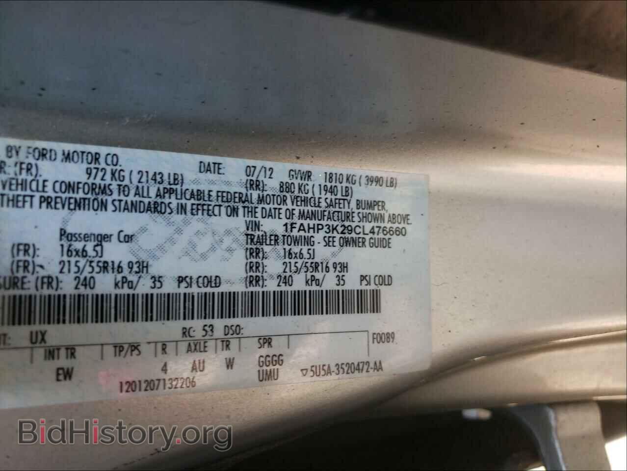 2012 FORD FOCUS - VIN: 1FAHP3K29CL476660 - Фото 10