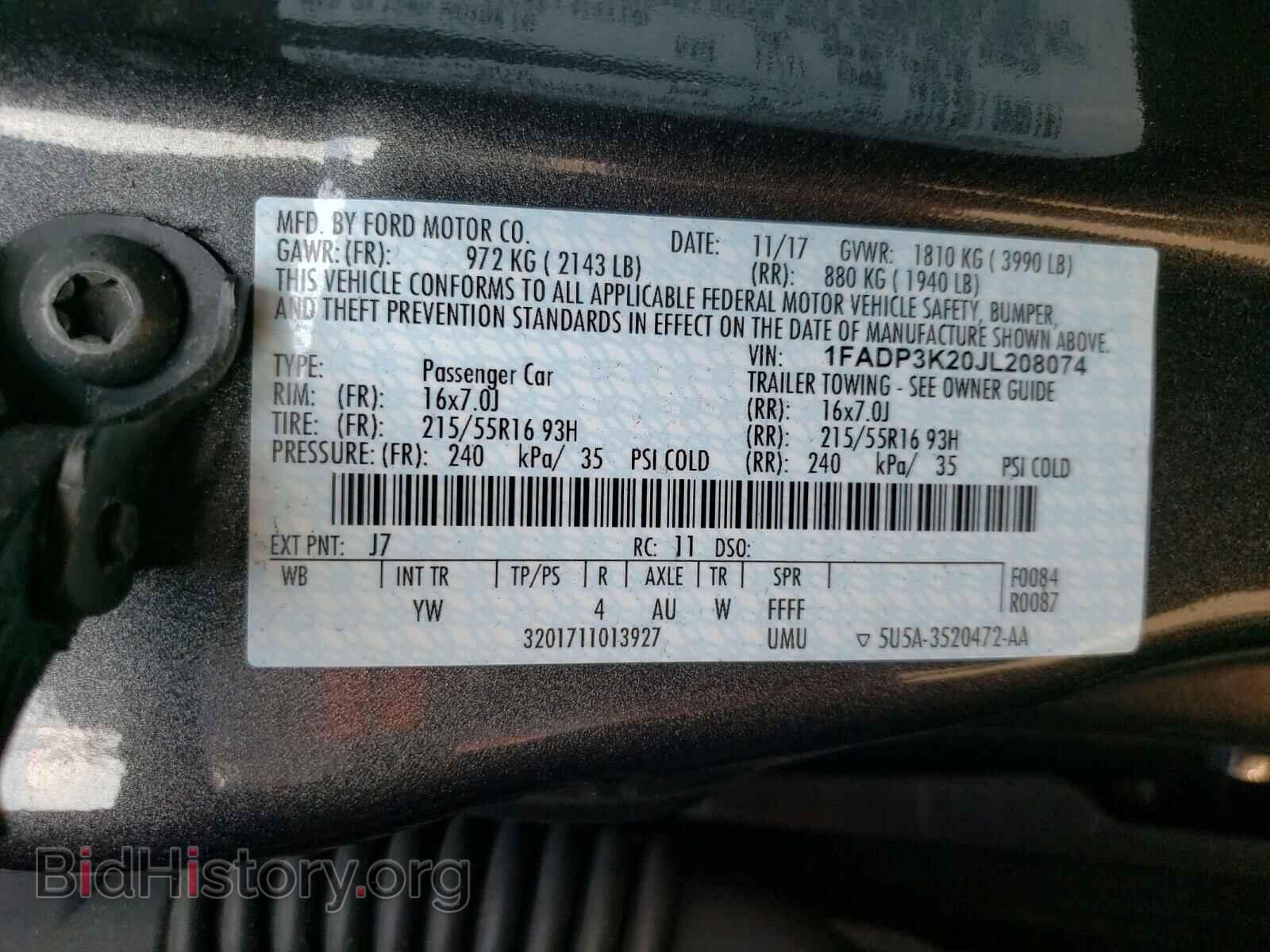 2018 FORD FOCUS - VIN: 1FADP3K20JL208074 - Фото 10