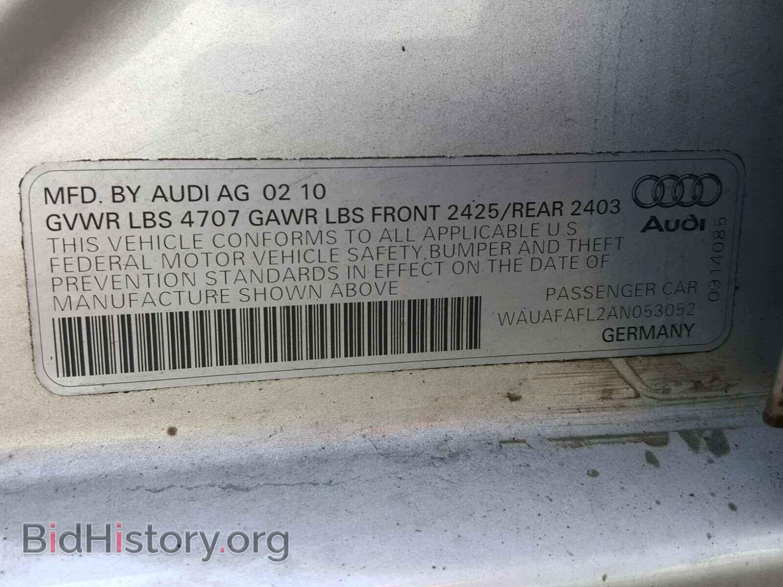 2010 AUDI A4 - VIN: WAUAFAFL2AN053052 - Фото 10