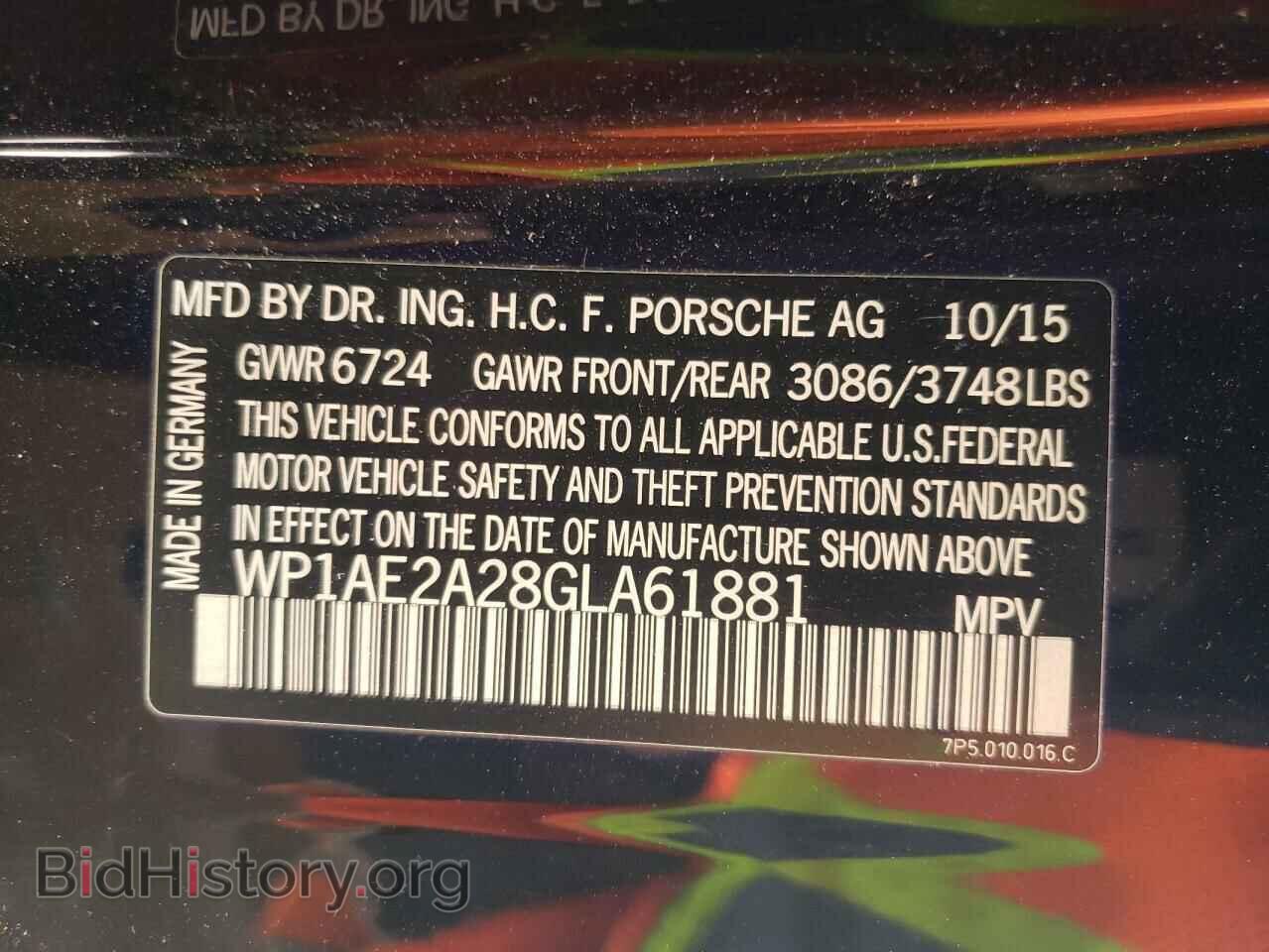 2016 PORSCHE CAYENNE - VIN: WP1AE2A28GLA61881 - Фото 10