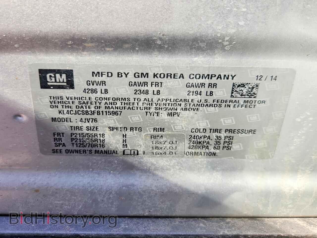 2015 BUICK ENCORE - VIN: KL4CJCSB3FB115967 - Photo 13