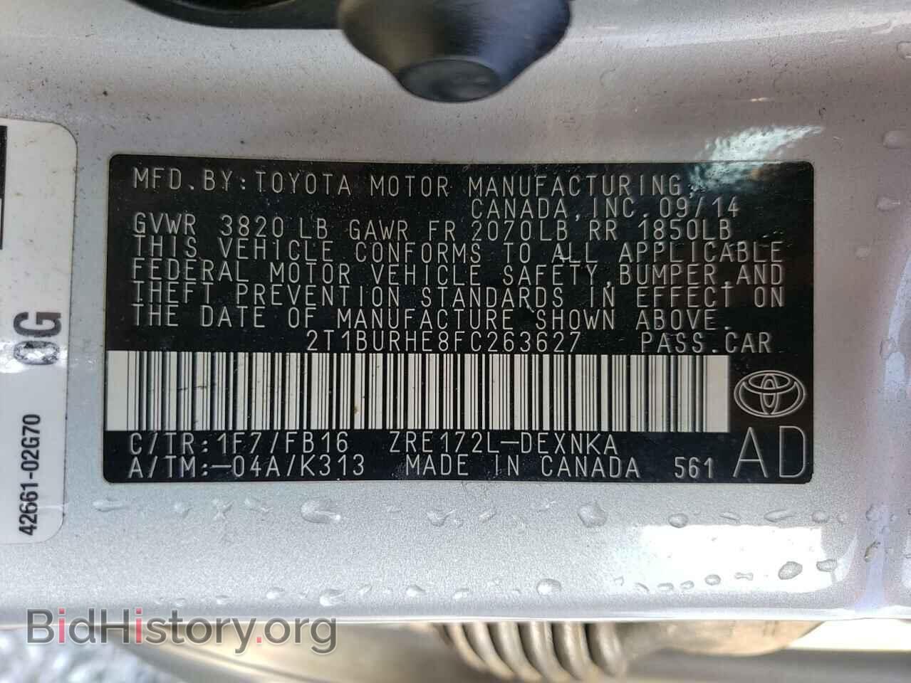 2015 TOYOTA COROLLA - VIN: 2T1BURHE8FC263627 - Фото 10